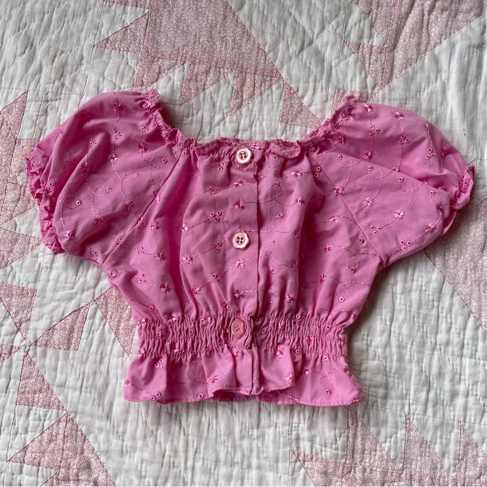 Eyelet pink prairie top